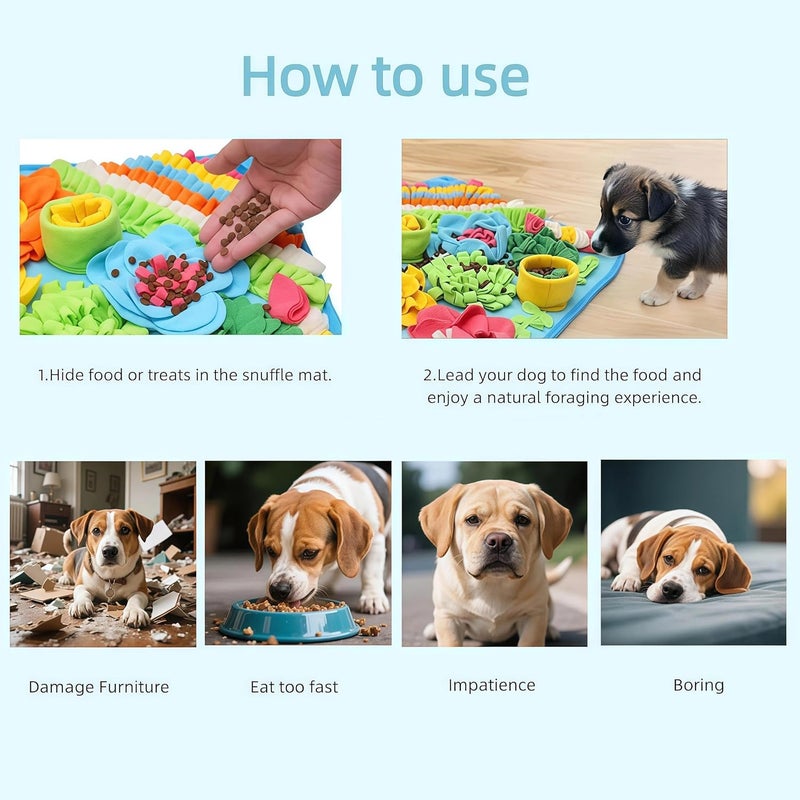 nestery Small Snuffle Mat for Dogs - Dog Food Mat for Mental Stimulation, Stress Relief and Training - Snuffle Mats Non-Slip Encourages Natural Foraging for Small Medium Dog, Puppy, Cat, Rabbit 15.4in - Image 5
